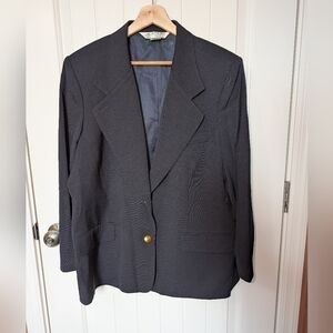 Vintage Austin Reed Petite Worsted Wool Blazer W18P Navy